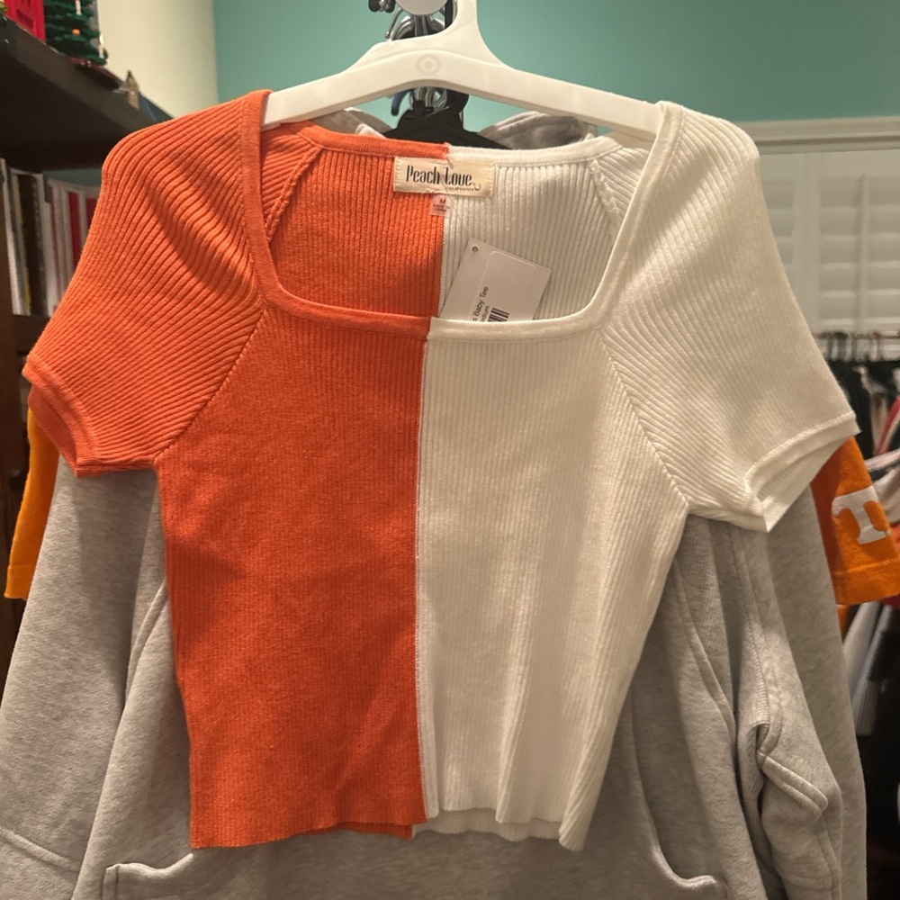 Peach Love California Orange and White Tee
